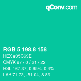 カラーコード: RGB 5 198.8 158 | qconv.com