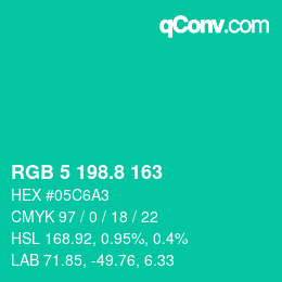 カラーコード: RGB 5 198.8 163 | qconv.com