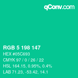 Color code: RGB 5 198 147 | qconv.com