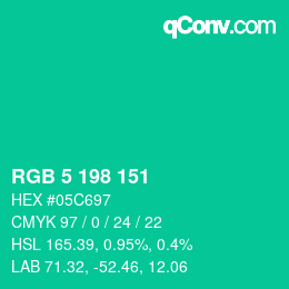 Color code: RGB 5 198 151 | qconv.com