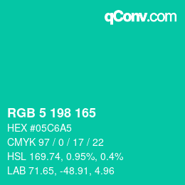 Color code: RGB 5 198 165 | qconv.com