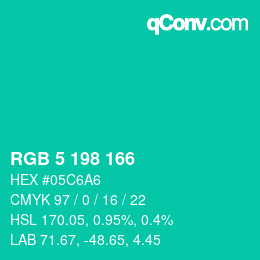 Color code: RGB 5 198 166 | qconv.com