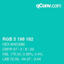 Color code: RGB 5 198 182 | qconv.com