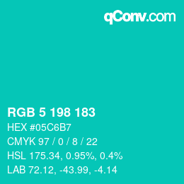 Color code: RGB 5 198 183 | qconv.com