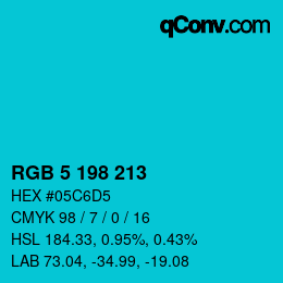 Color code: RGB 5 198 213 | qconv.com