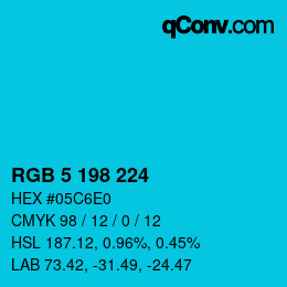 Color code: RGB 5 198 224 | qconv.com