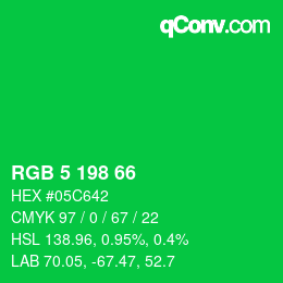 Color code: RGB 5 198 66 | qconv.com