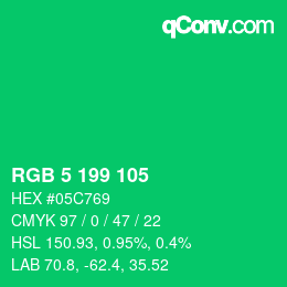 颜色代码: RGB 5 199 105 | qconv.com