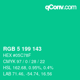 Color code: RGB 5 199 143 | qconv.com