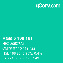 Color code: RGB 5 199 161 | qconv.com