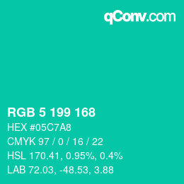 Color code: RGB 5 199 168 | qconv.com