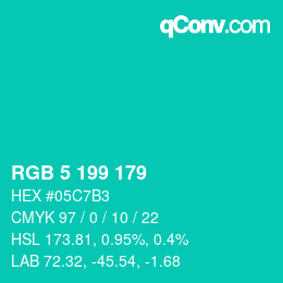Color code: RGB 5 199 179 | qconv.com