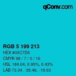 Color code: RGB 5 199 213 | qconv.com