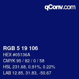 Color code: RGB 5 19 106 | qconv.com