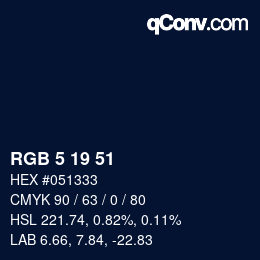 Color code: RGB 5 19 51 | qconv.com