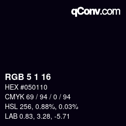 カラーコード: RGB 5 1 16 | qconv.com