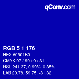 Color code: RGB 5 1 176 | qconv.com