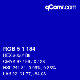 Color code: RGB 5 1 184 | qconv.com