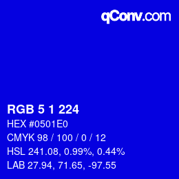 カラーコード: RGB 5 1 224 | qconv.com