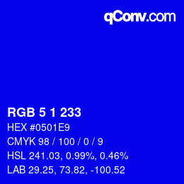 Color code: RGB 5 1 233 | qconv.com