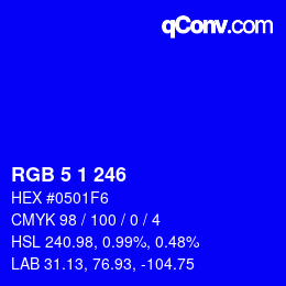 Farbcode: RGB 5 1 246 | qconv.com