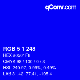 Color code: RGB 5 1 248 | qconv.com