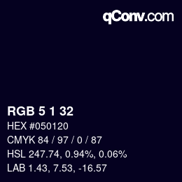 カラーコード: RGB 5 1 32 | qconv.com