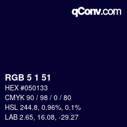 Color code: RGB 5 1 51 | qconv.com
