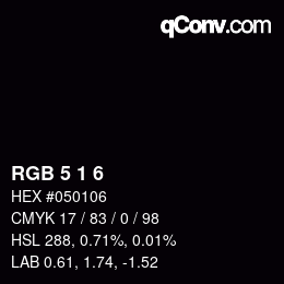 颜色代码: RGB 5 1 6 | qconv.com