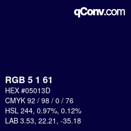 Color code: RGB 5 1 61 | qconv.com