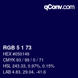 Color code: RGB 5 1 73 | qconv.com