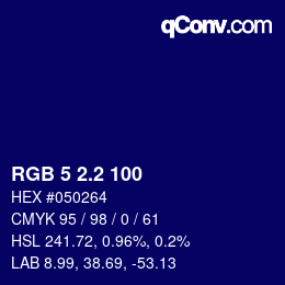 Color code: RGB 5 2.2 100 | qconv.com