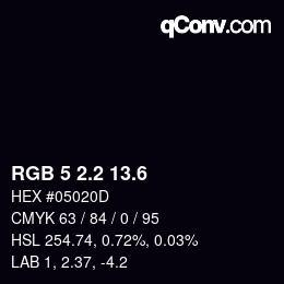 カラーコード: RGB 5 2.2 13.6 | qconv.com