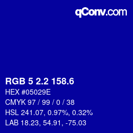 カラーコード: RGB 5 2.2 158.6 | qconv.com