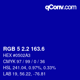 カラーコード: RGB 5 2.2 163.6 | qconv.com