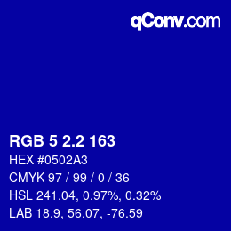 カラーコード: RGB 5 2.2 163 | qconv.com