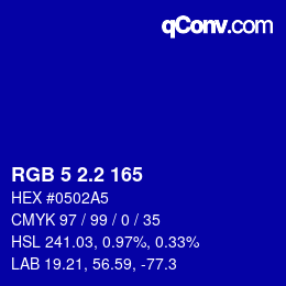 カラーコード: RGB 5 2.2 165 | qconv.com