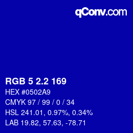 カラーコード: RGB 5 2.2 169 | qconv.com