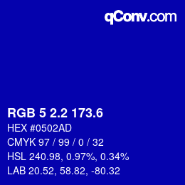 カラーコード: RGB 5 2.2 173.6 | qconv.com