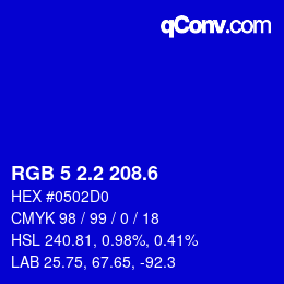 カラーコード: RGB 5 2.2 208.6 | qconv.com