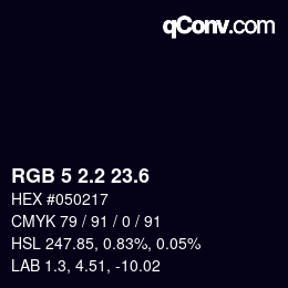 カラーコード: RGB 5 2.2 23.6 | qconv.com