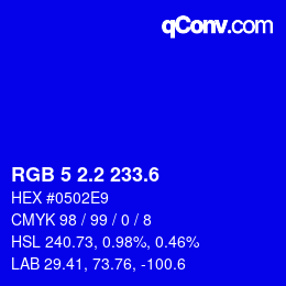 カラーコード: RGB 5 2.2 233.6 | qconv.com