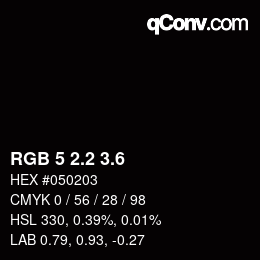 カラーコード: RGB 5 2.2 3.6 | qconv.com