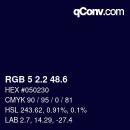 カラーコード: RGB 5 2.2 48.6 | qconv.com