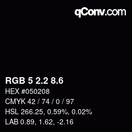 カラーコード: RGB 5 2.2 8.6 | qconv.com