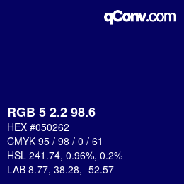 カラーコード: RGB 5 2.2 98.6 | qconv.com