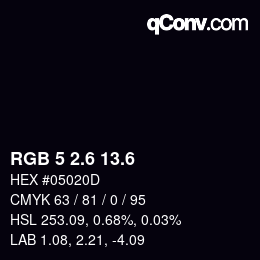 カラーコード: RGB 5 2.6 13.6 | qconv.com