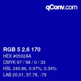 カラーコード: RGB 5 2.6 170 | qconv.com