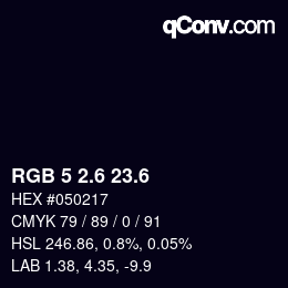 カラーコード: RGB 5 2.6 23.6 | qconv.com