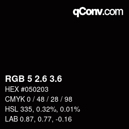 カラーコード: RGB 5 2.6 3.6 | qconv.com